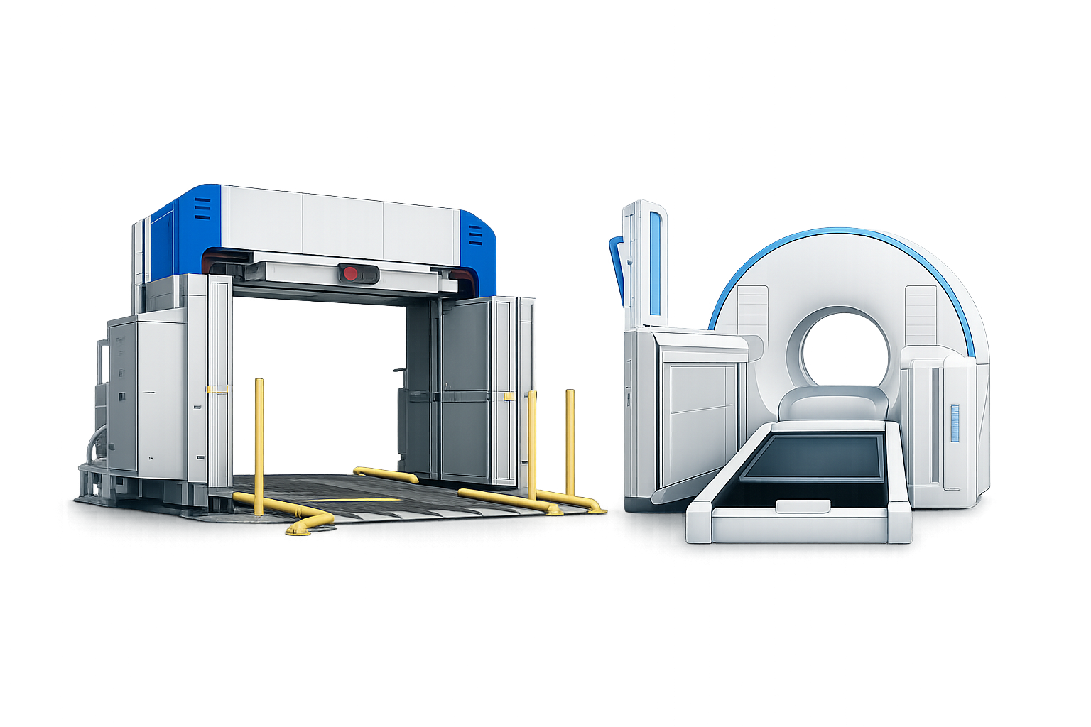 Diagnostic mammography unit · SPECT/PET scanner · radiation portal monitor — equipment lines covered by Anjad's testing and inspection services